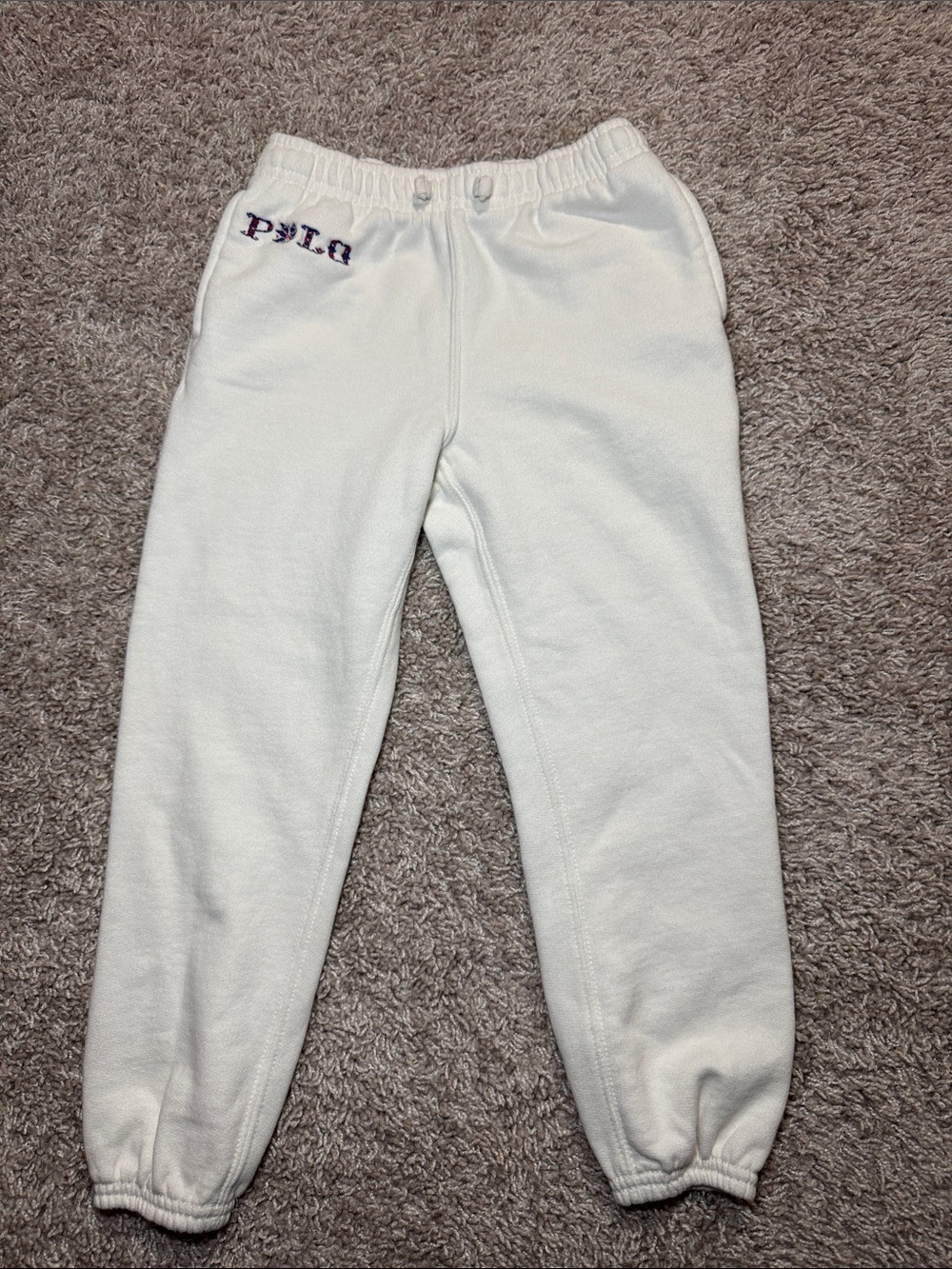 Polo by Ralph Lauren Cream Kids Sweatpants with Embroidered Logo
